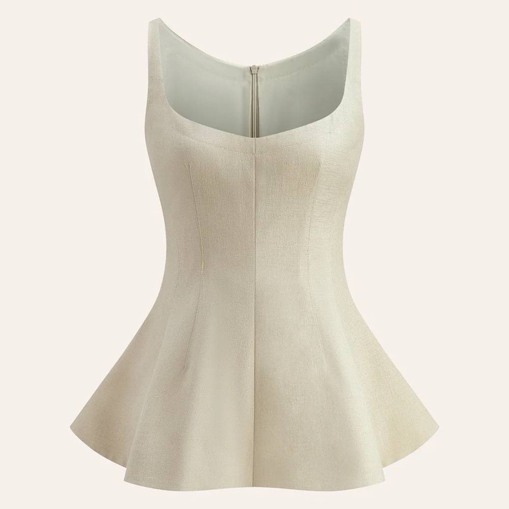 Commense Back Zipper Peplum Flare Top - Picture 3 of 15